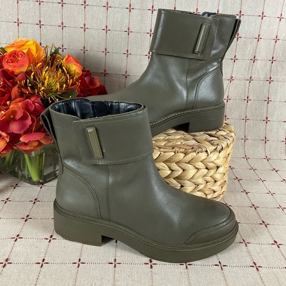 Franco Sarto Shoes - ☘️HP☘️ Franco Sarto “Karrie” Army Green Leather Combat Ankle Boots 9 Thick Sole